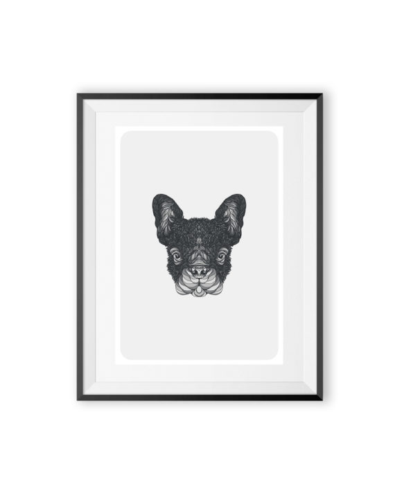 Fransk Bulldog illustration/litografi fra FIFI + PASCALE via Pupenhagen