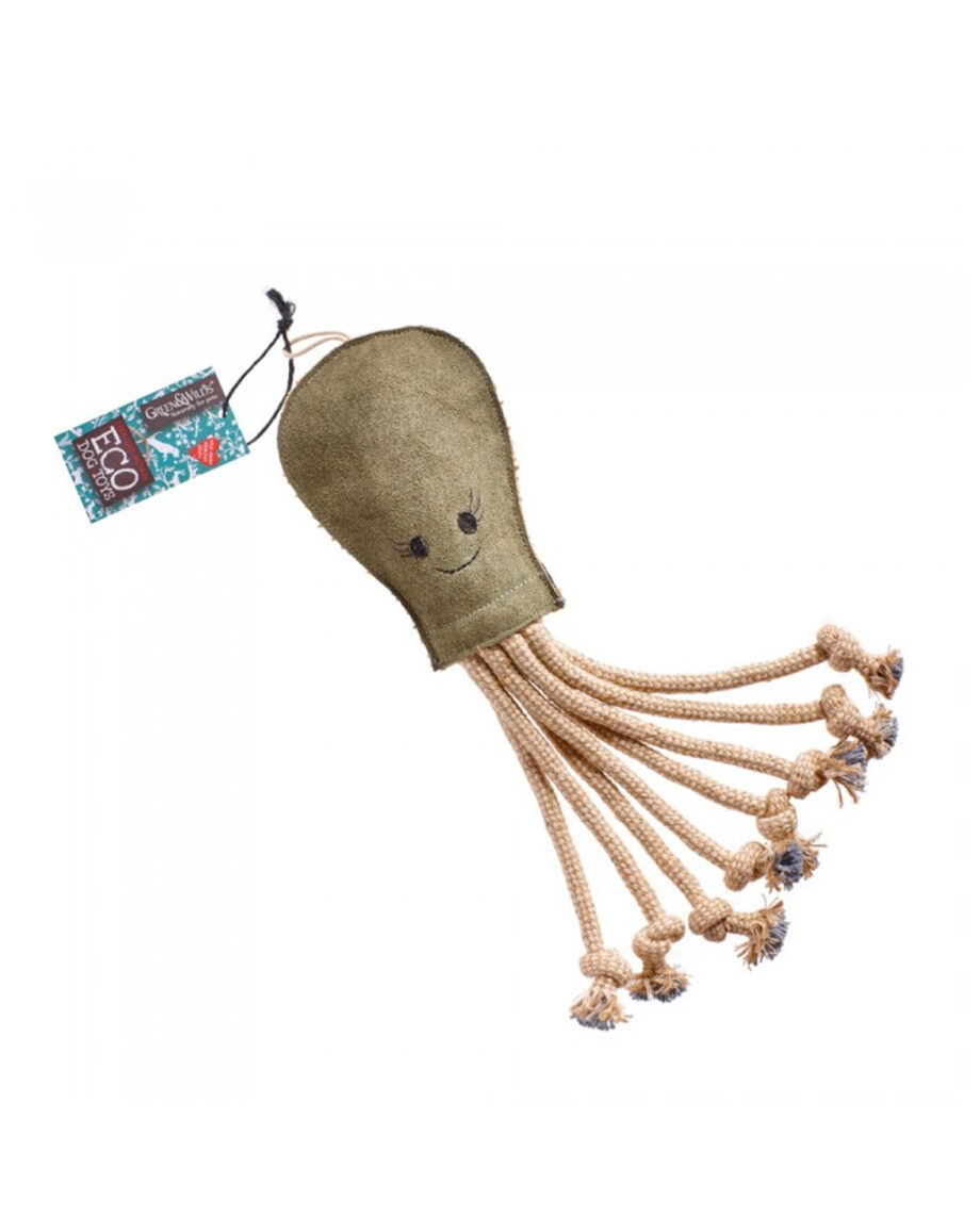 Blæksprutten Olive, ECO DOG TOY fra Green & Wilds via Pupenhagen